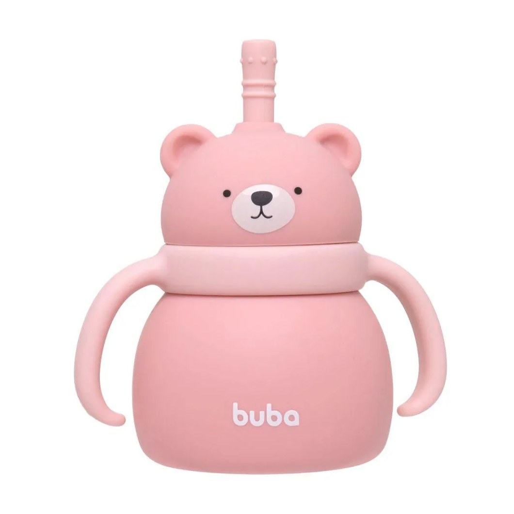 Copo de Treinamento Silicone Ursinho 200Ml Rosa Buba