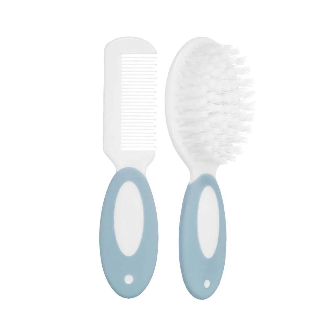 Escova e Pente Cerdas Macias para Bebe Azul Buba 12642