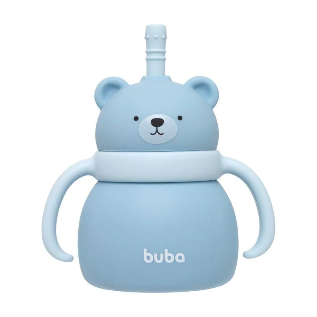 Copo de Treinamento Silicone Ursinho 200Ml Azul Buba