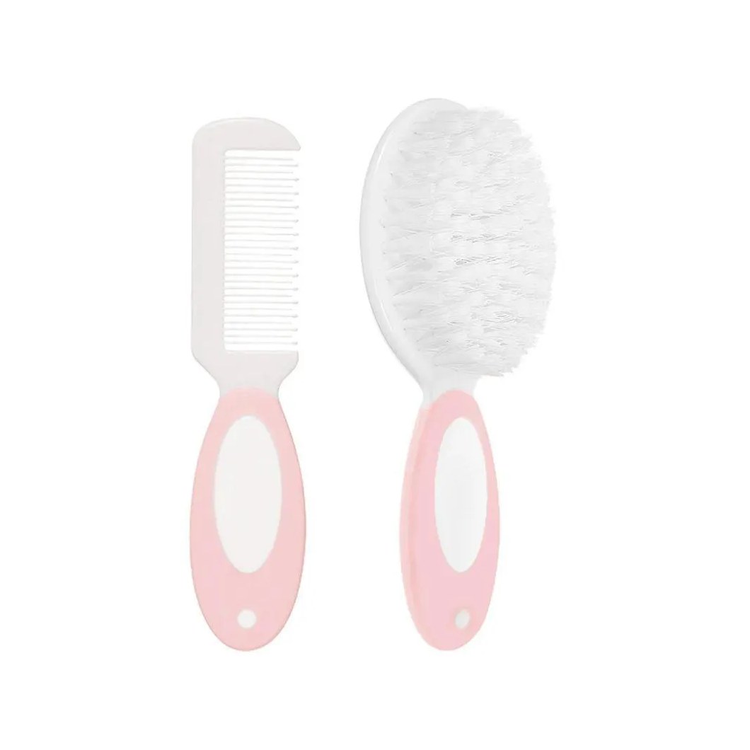 Escova e Pente Cerdas Macias para Bebe Rosa Buba 12643