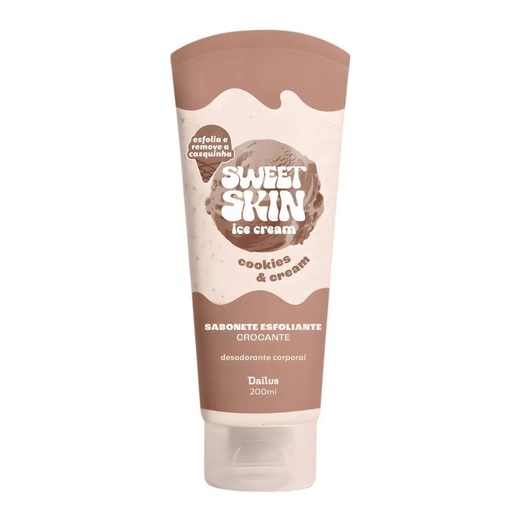 Sabonete Esfoliante Crocante Corporal Dailus Sweet Skin Ice Cream Cookies e Cream 200Ml