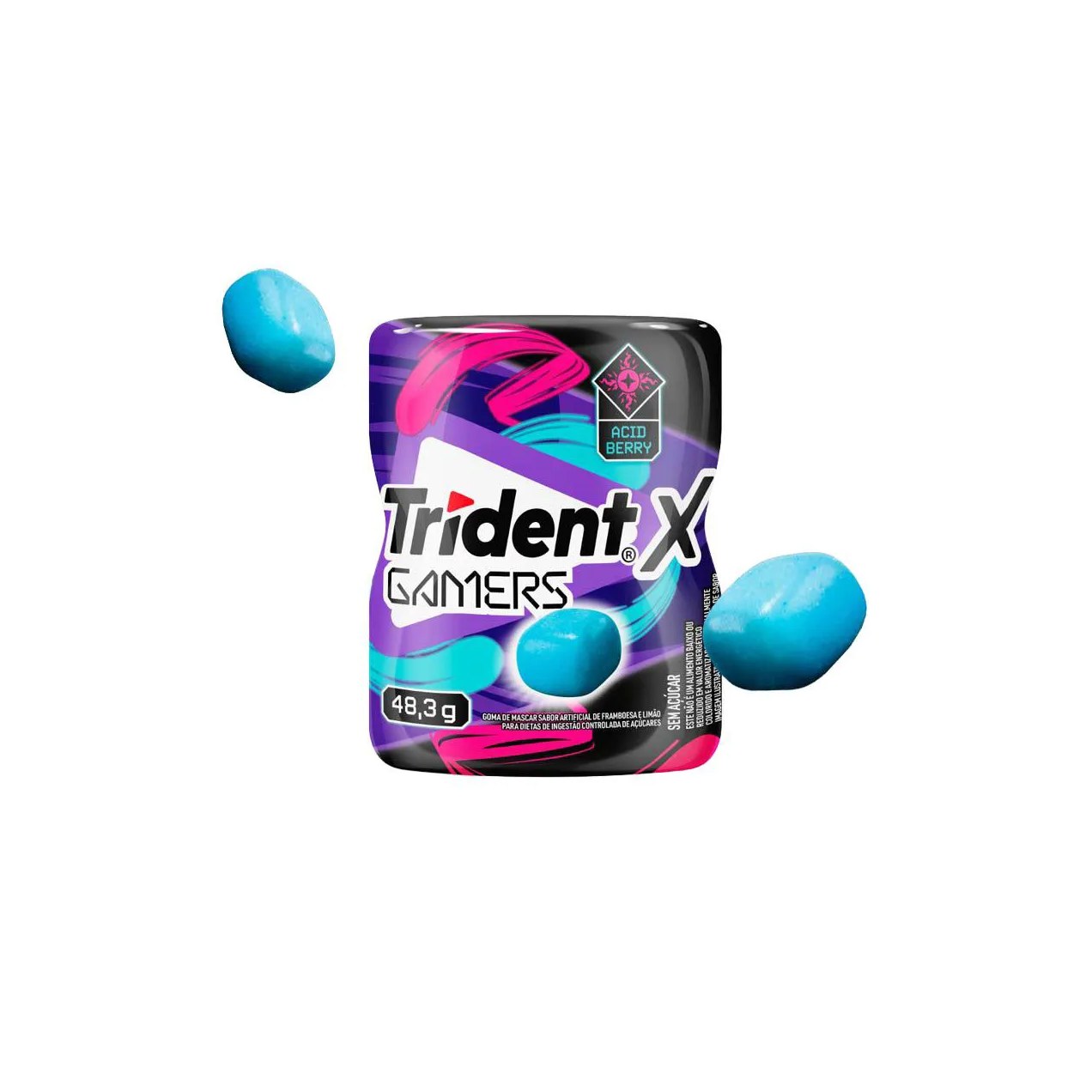Goma de Mascar Trident X Gamers Acid Berry Sem Açúcar 48,3g
