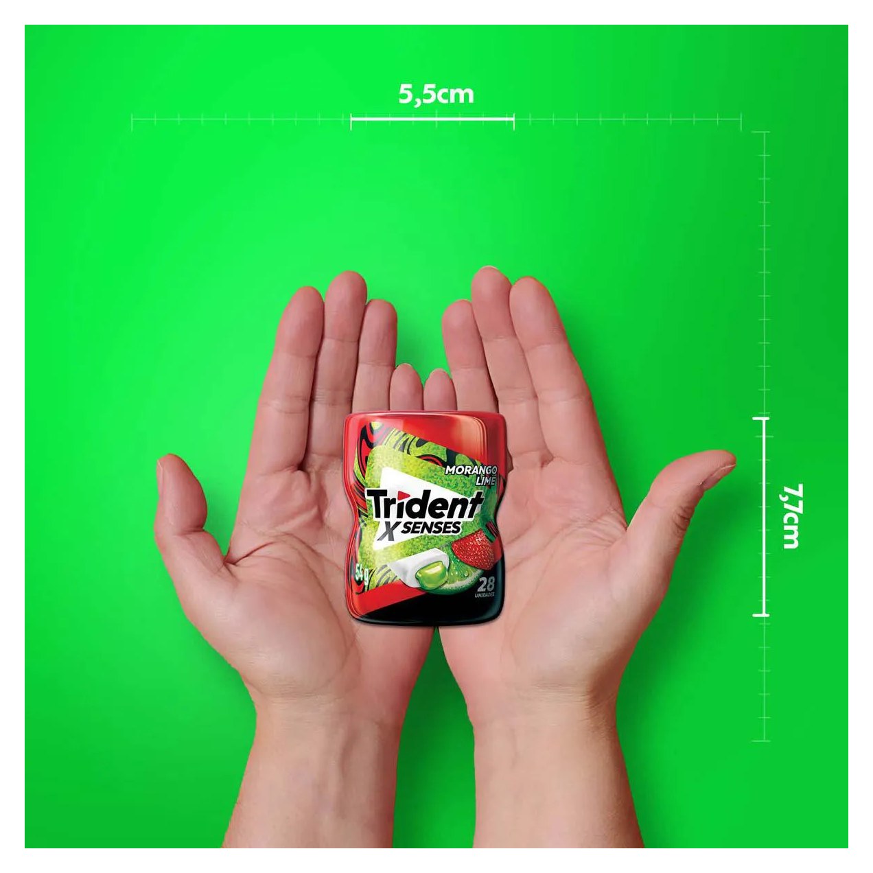 Goma de Mascar Trident X Senses Morango Lime Sem Açúcar 54g