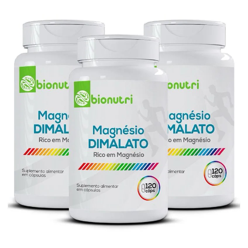 Kit 3x Magnésio Dimalato de Alta Concentração 120 cápsulas - Bionutri