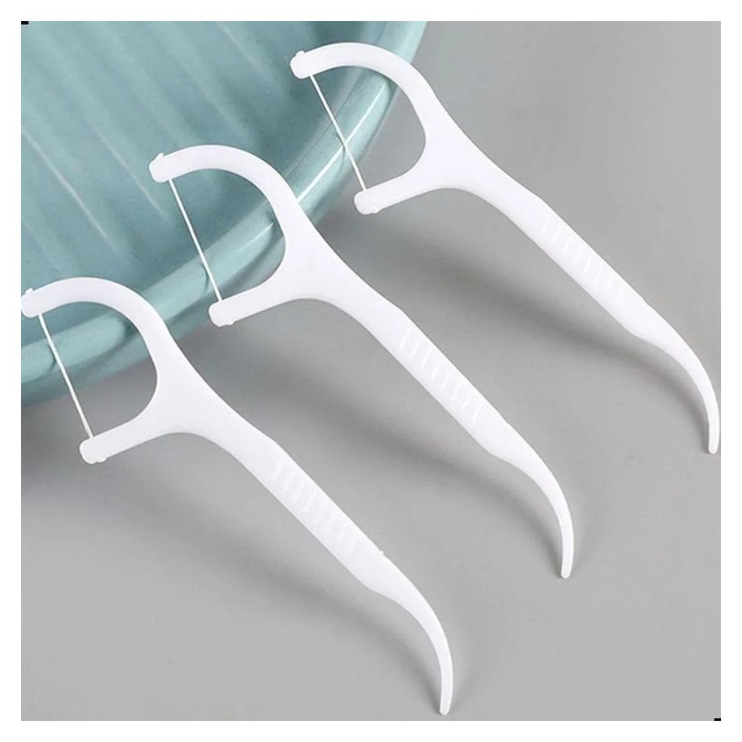 Kit 30 Fios Dentais com Cabo Haste Dental Flosser Descartável Higiene Bucal Portátil