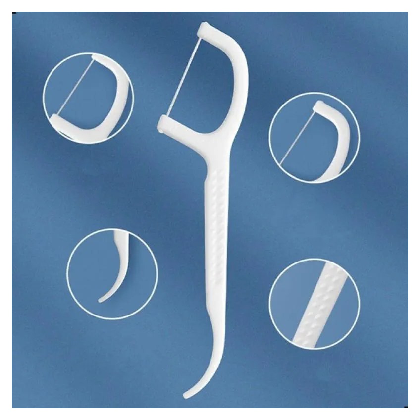 Kit 30 Fios Dentais com Cabo Haste Dental Flosser Descartável Higiene Bucal Portátil