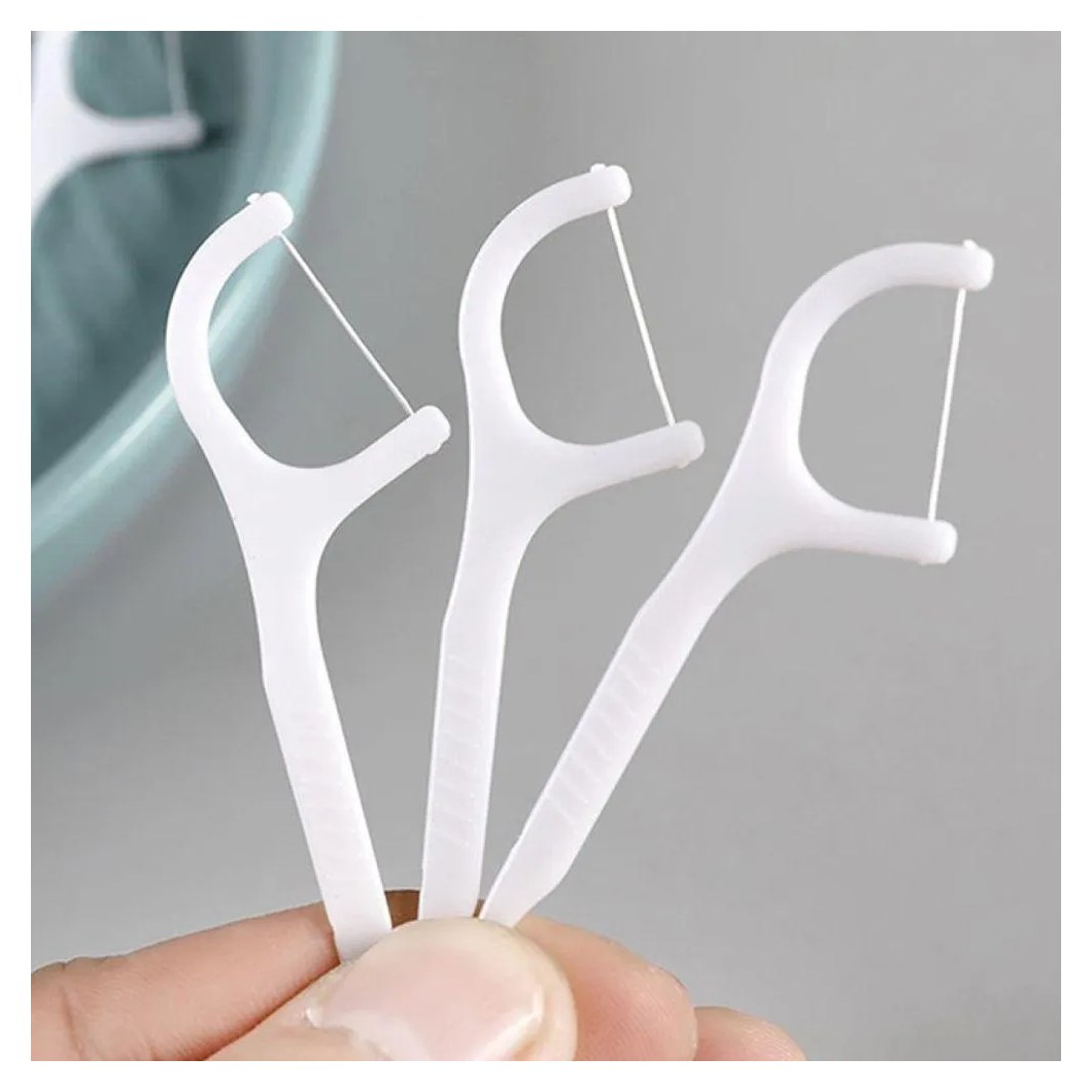 Kit 30 Fios Dentais com Cabo Haste Dental Flosser Descartável Higiene Bucal Portátil