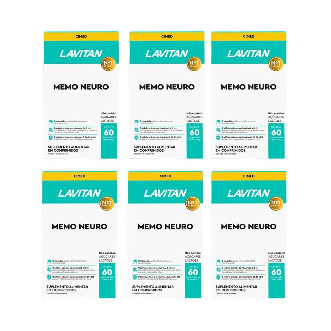 Kit 6 Lavitan Memo Neuro Memória - 60 Caps - Cimed