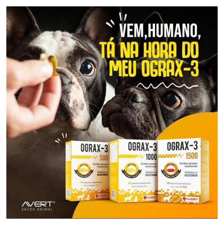 Suplemento Alimentar Ograx Ômega 3 500Mg 30 Cápsulas para Cães e Gatos