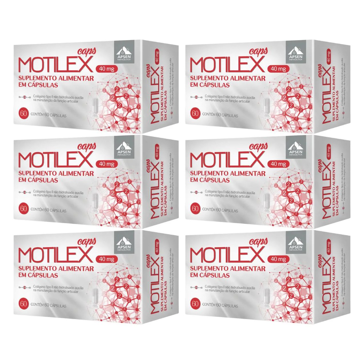 Kit 6 Cx Motilex Caps C/60 - Colágeno Tipo 2
