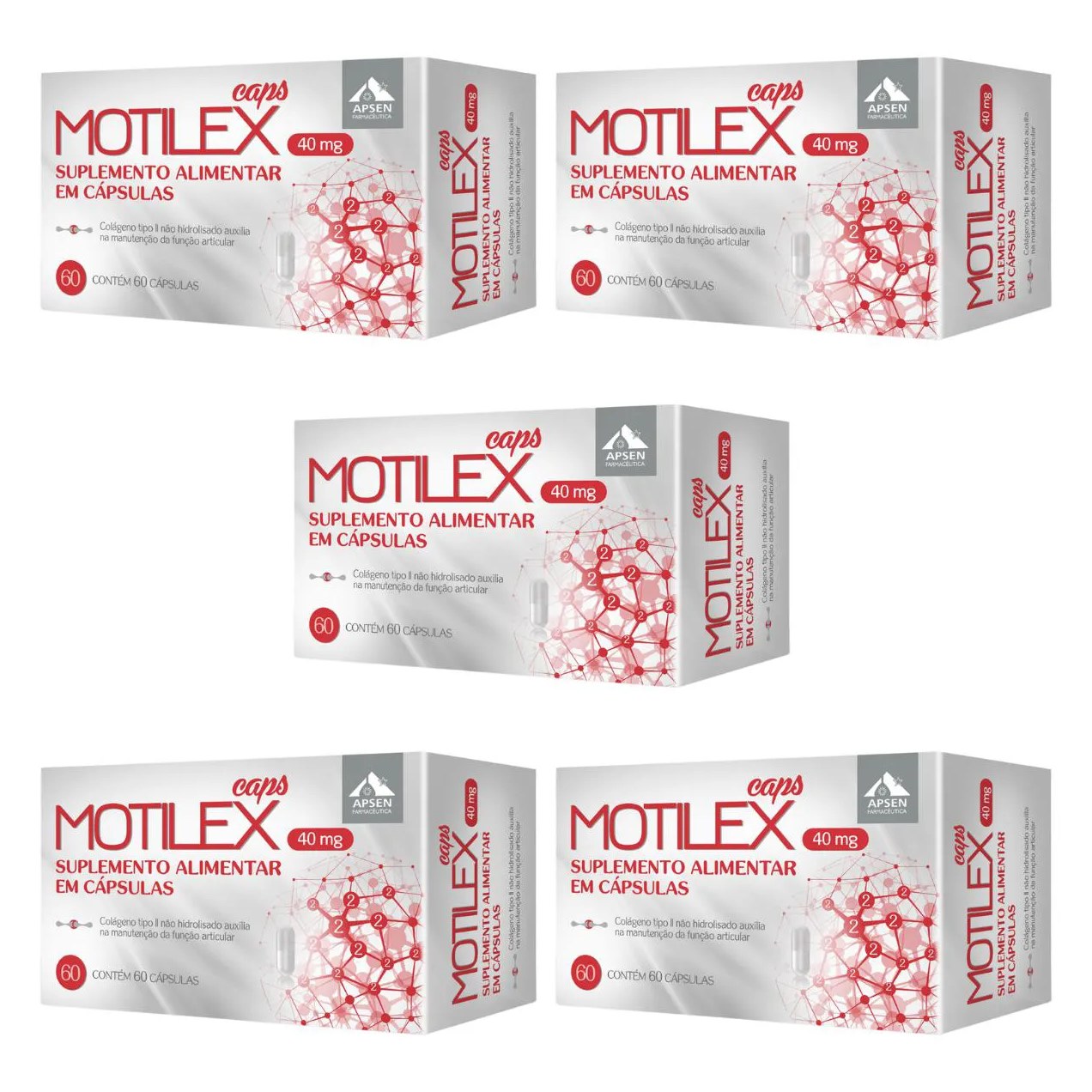 Kit 5 Cx Motilex Caps C/60 - Colágeno Tipo 2