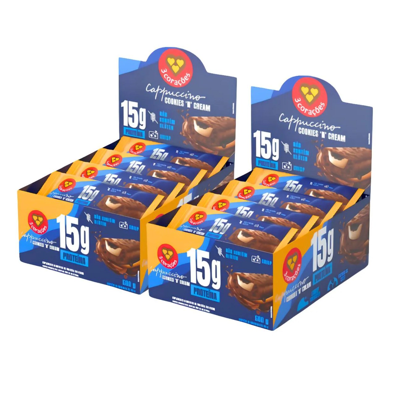 2X Barra Proteica 3 Corações Cappuccino Cookies 12Un 50G Cappuccino Cookies N Cream