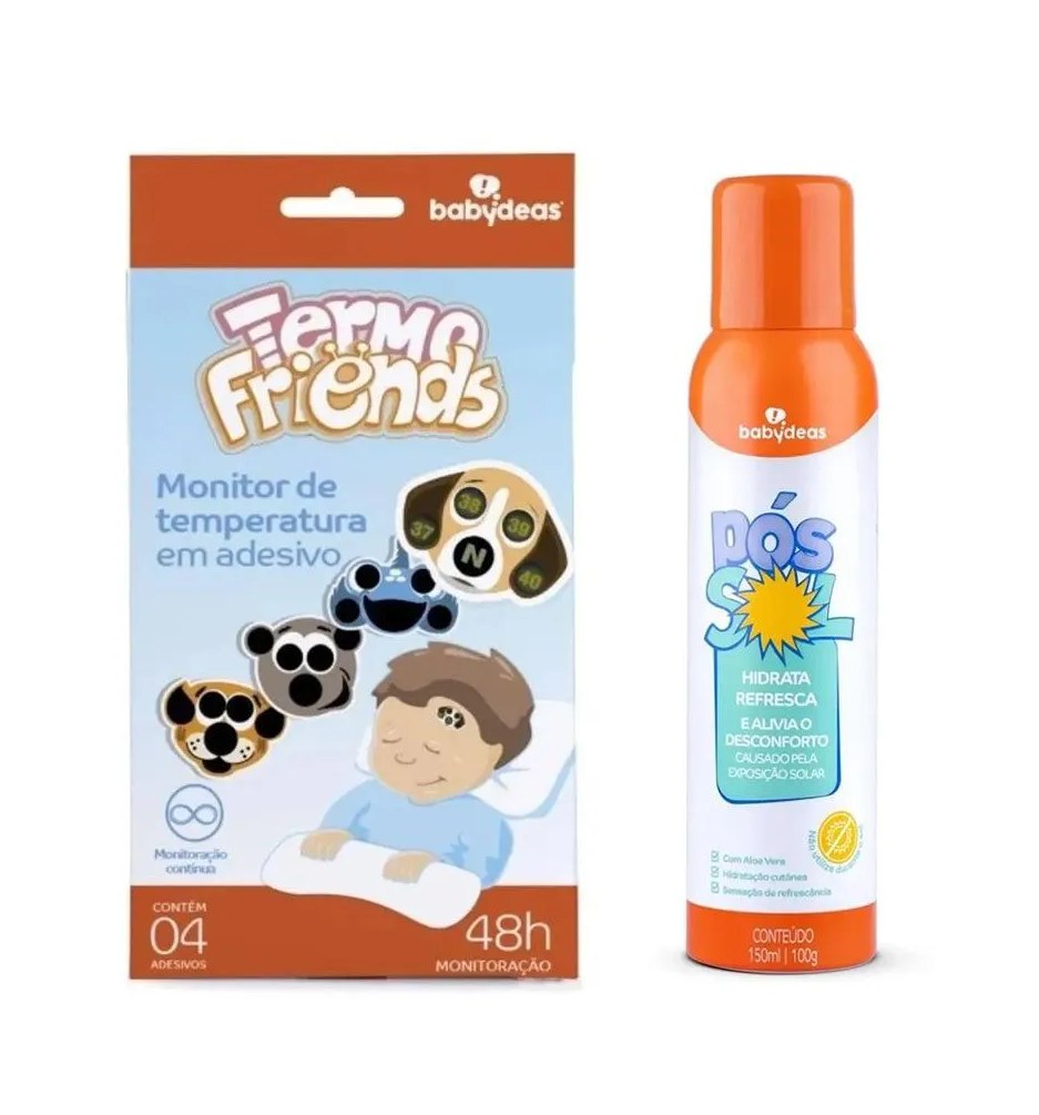 Kit Adesivo Monitor de Temperatura + Spray  Pós Sol Hidratação 150Ml Babydeas
