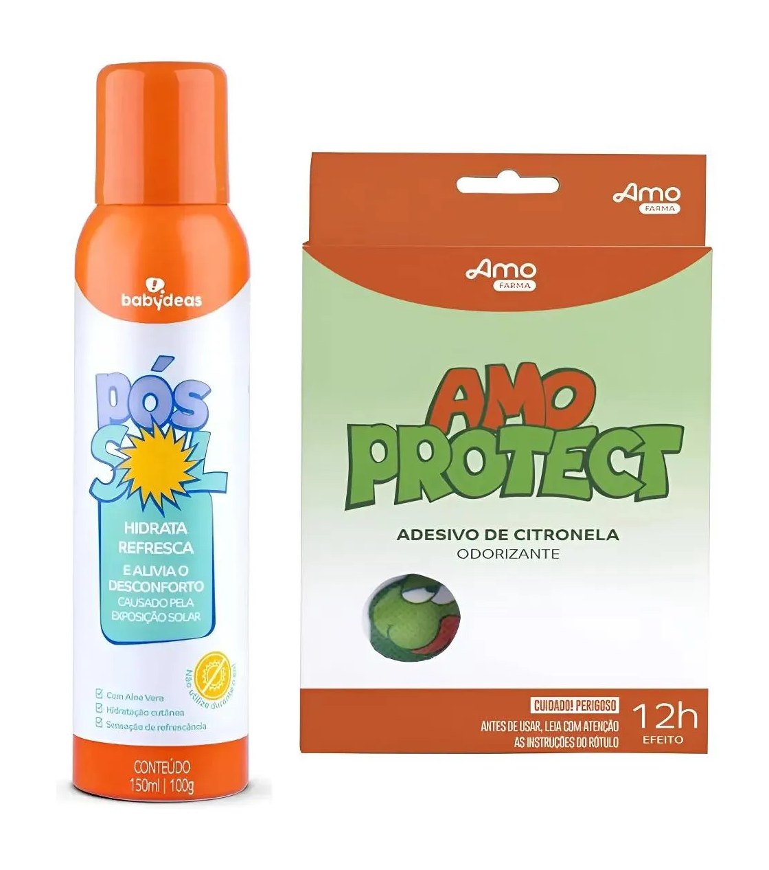 Kit Spray Pós Sol Hidratação 150Ml + Adesivo de Citronela Repelente 8Und