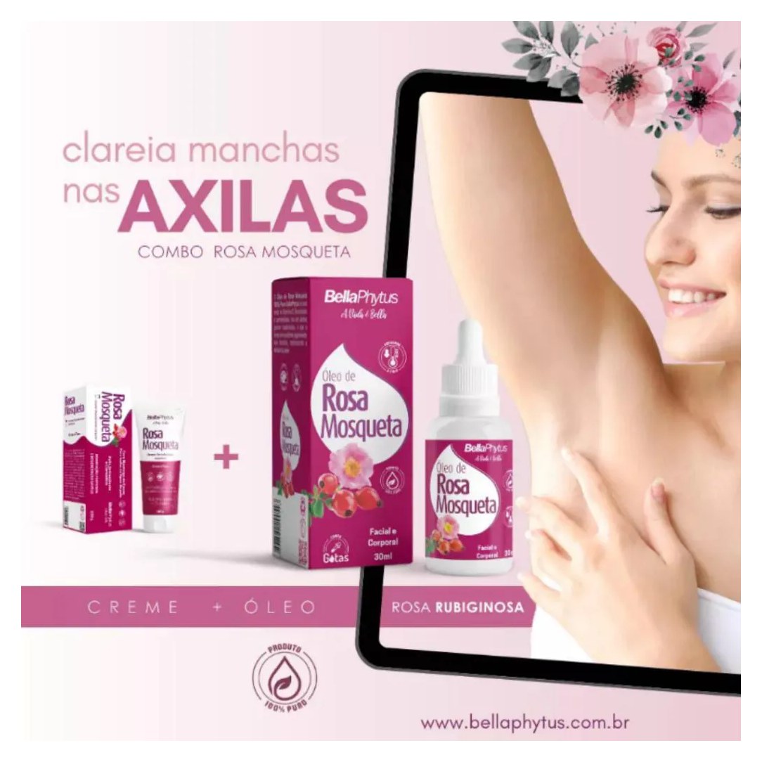 Rosa Mosqueta Rubiginosa Óleo 100% Puro 30Ml - Bellaphytus Clareador Facial e Corporal