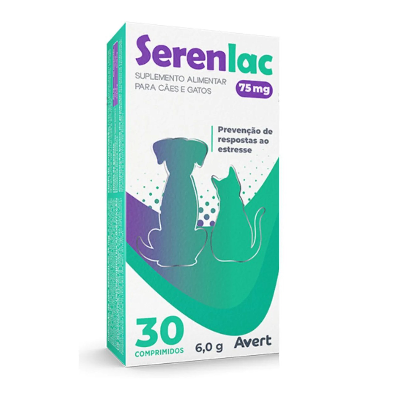 Suplemento Alimentar Serenlac 75Mg para Cães e Gatos 30 Comprimidos
