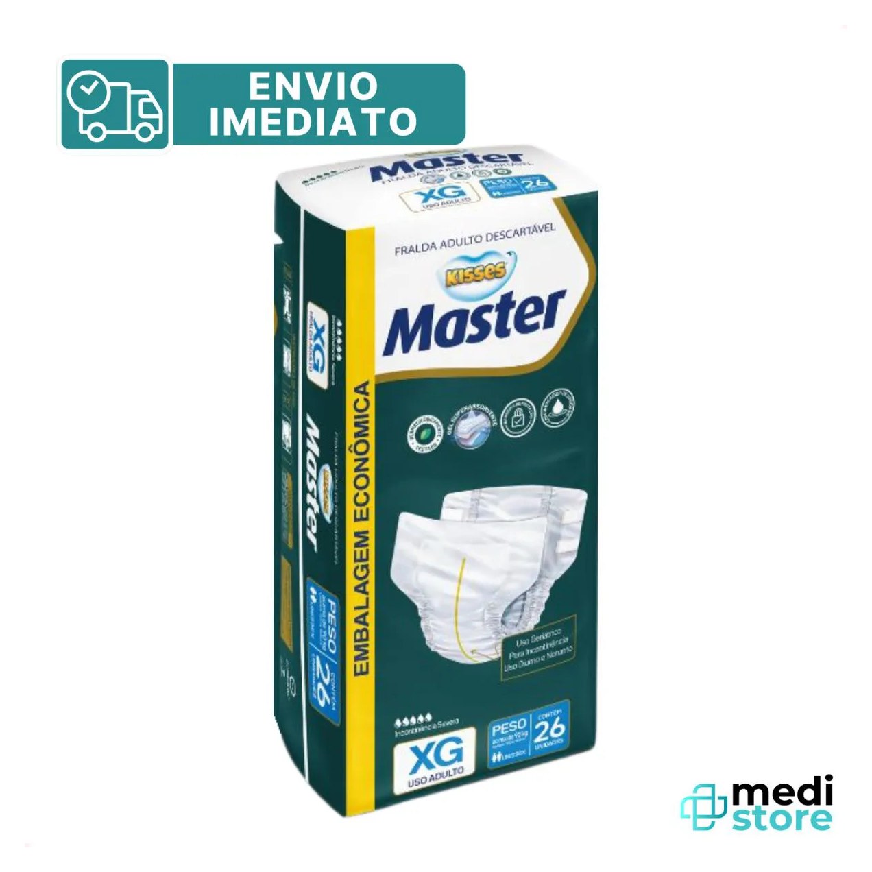 Fralda Geriatrica Kisses Master Tamanho G Descartavel 28 Und