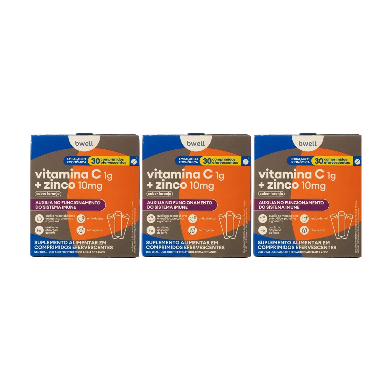 Vitamina C + Zinco bwell 30 Comprimidos Efervescentes