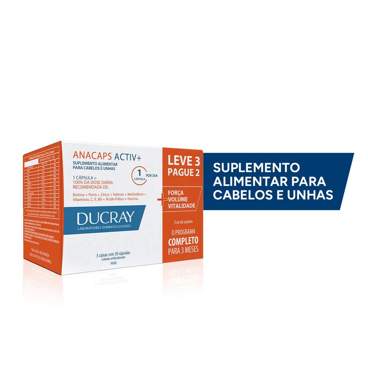 Polivitamínico Anacaps Activ+ Cabelos e Unhas 90 cápsulas