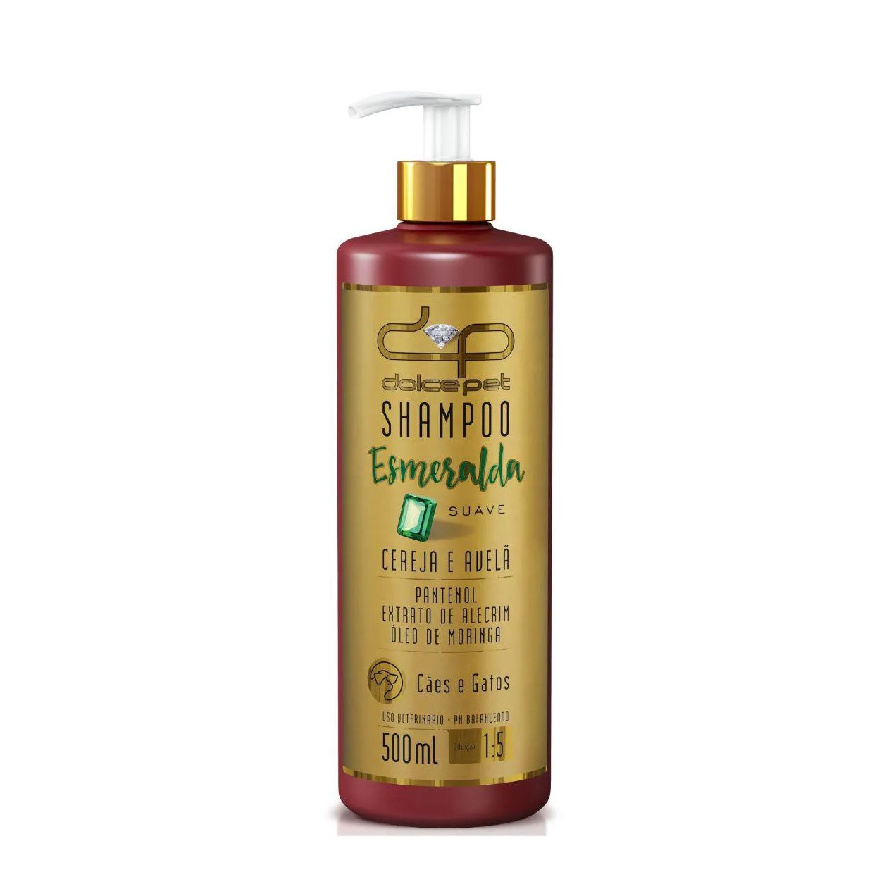 Kit 2 Shampoo Suave Cereja e Avelã Dolce Pet Cães e Gatos - 500 Ml