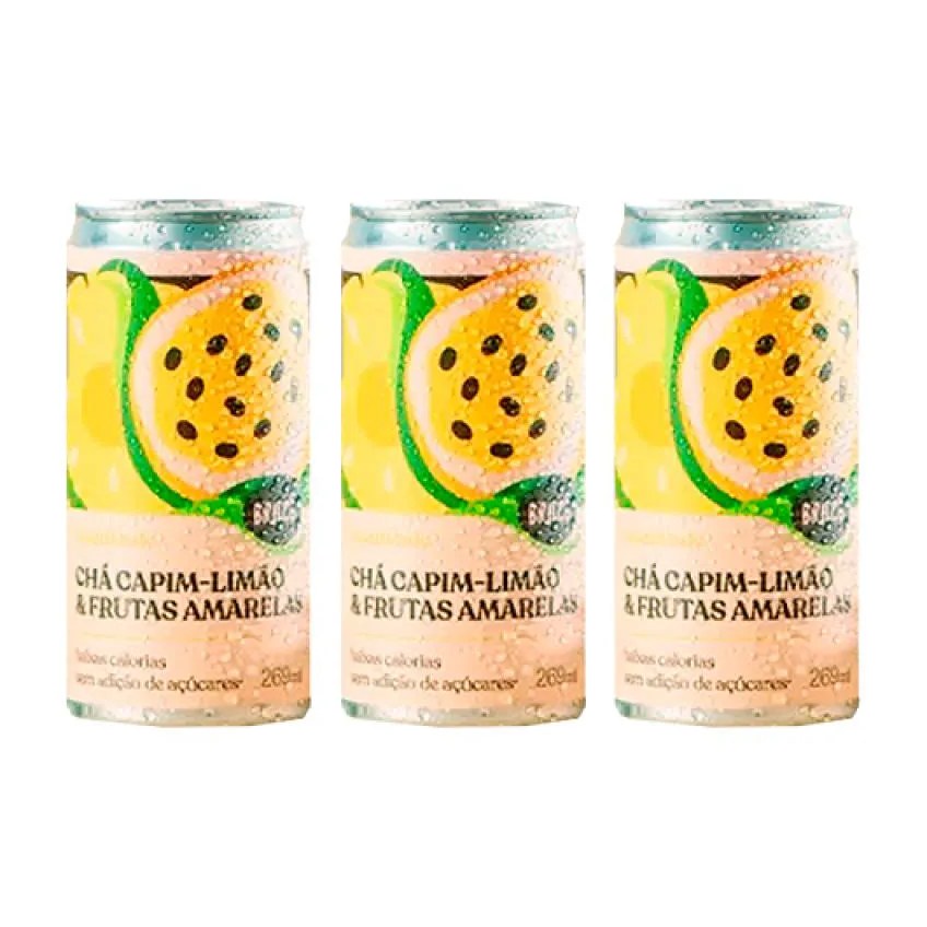 Kit 3X: Chá de Capim Limão com Frutas Amarelas Gaseificado Brazô 269Ml