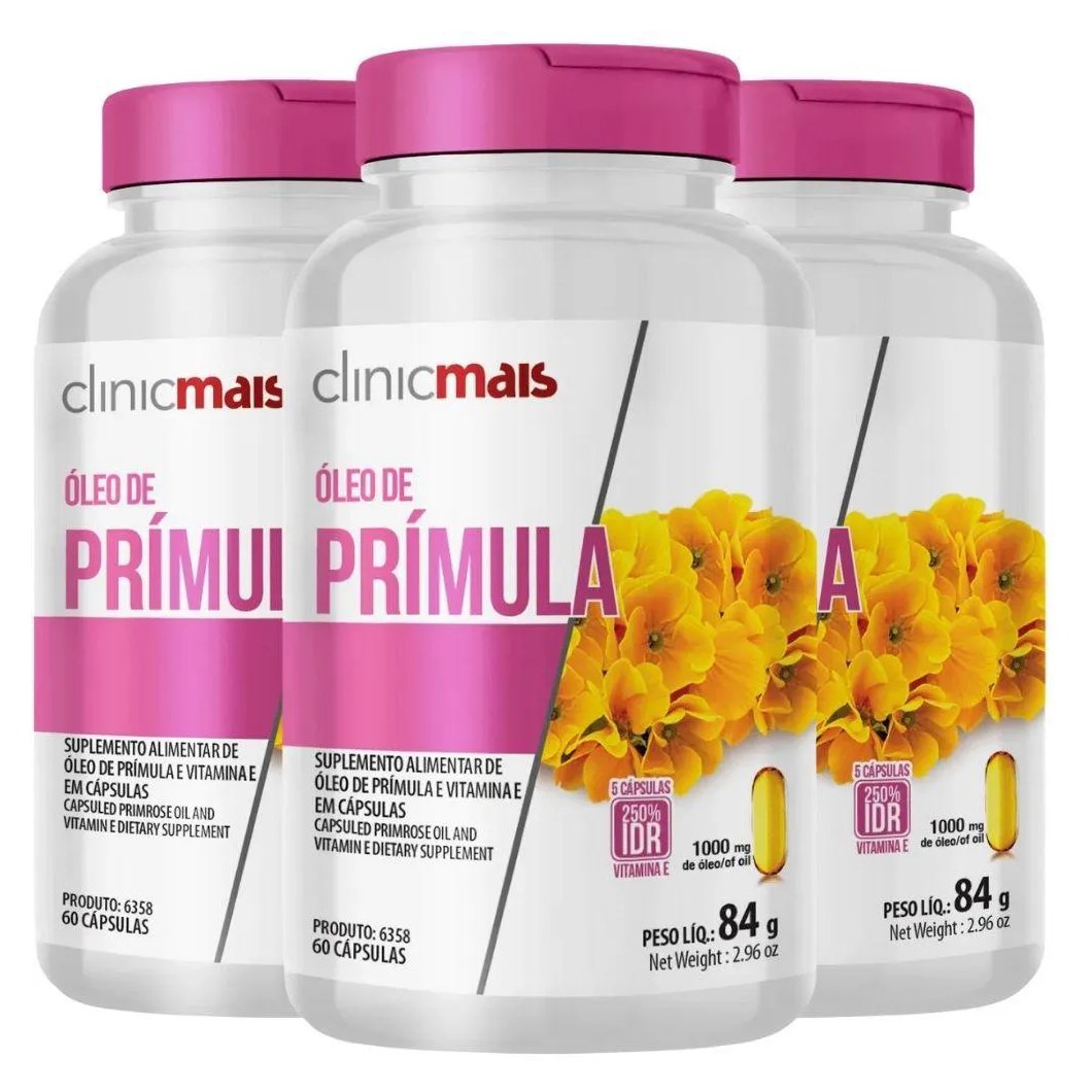 Kit 3X Óleo de Prímula 1000Mg 60 Cápsulas - Clinicmais