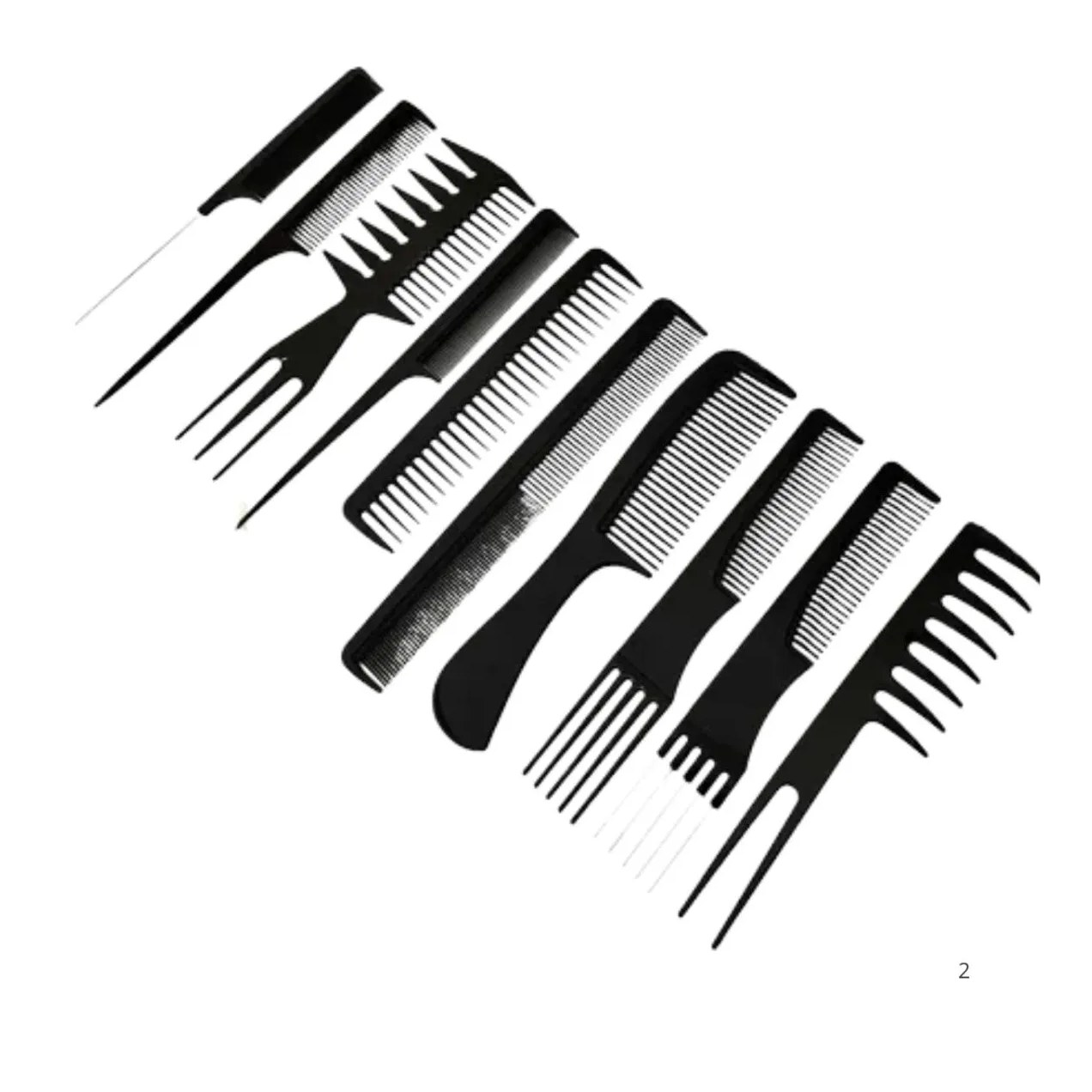 Kit 10 Pentes Profissional Cabeleireiro Pente Fino Garfo Salão Barbeiro para Corte