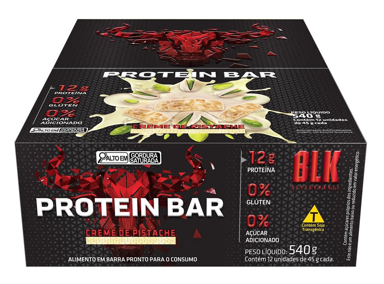 Protein Bar Blk - Barra de Proteína 12 Unidades # Original # Sabor Creme de Pistache