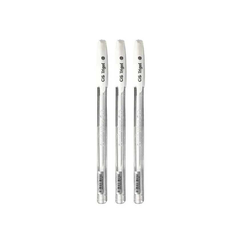 Canetas Gel Cis Trigel Pastel Branca 3 Unidades