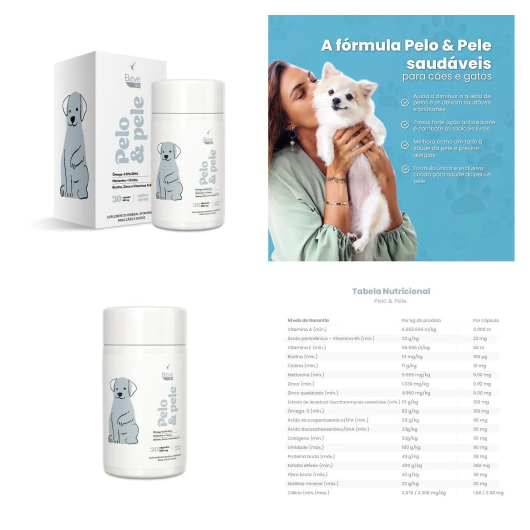 Pelo e Pele Ômega 3 + Aminoácidos + Zinco + Vitaminas 900 Mg