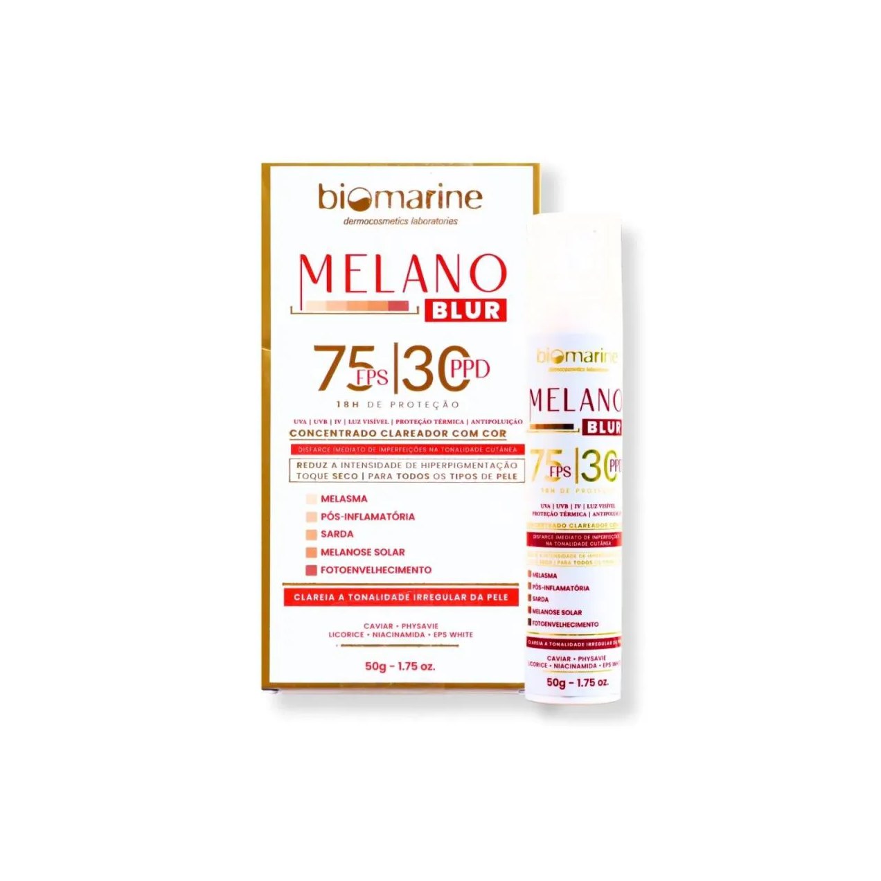 Biomarine Filtro Solar Facial Melano Blur Fps 75 Melasma 50G Natural