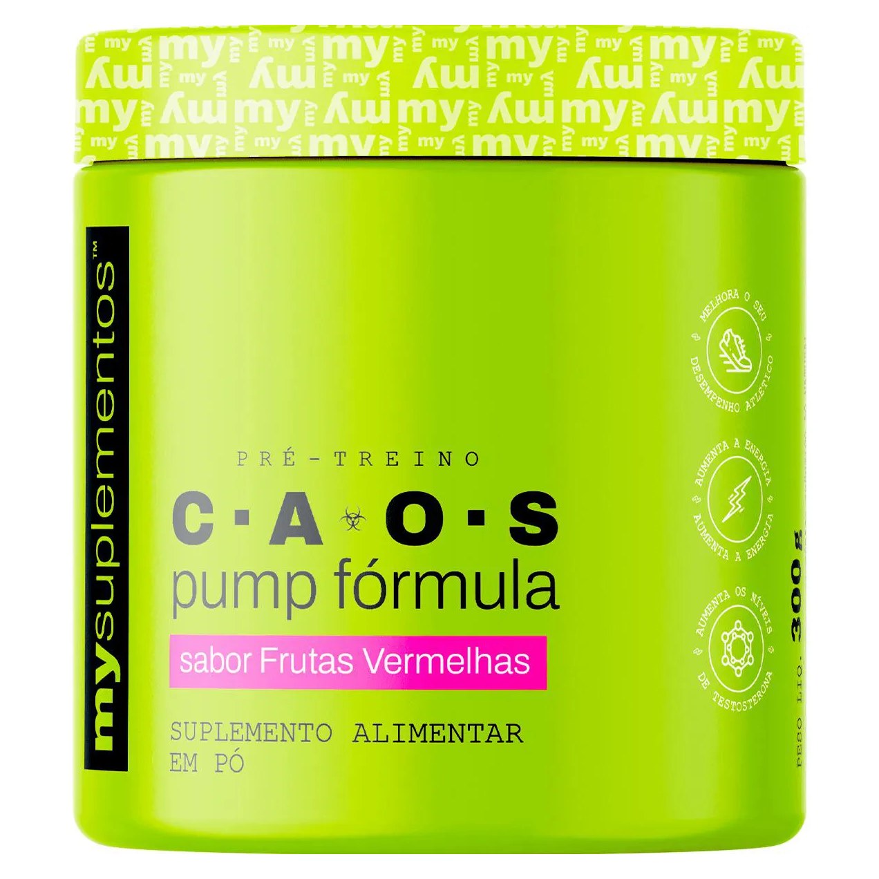 Pré-Treino C.a.o.s 300G | Pump Fórmula | 400Mg de Cafeína - My Suplementos Frutas Vermelhas