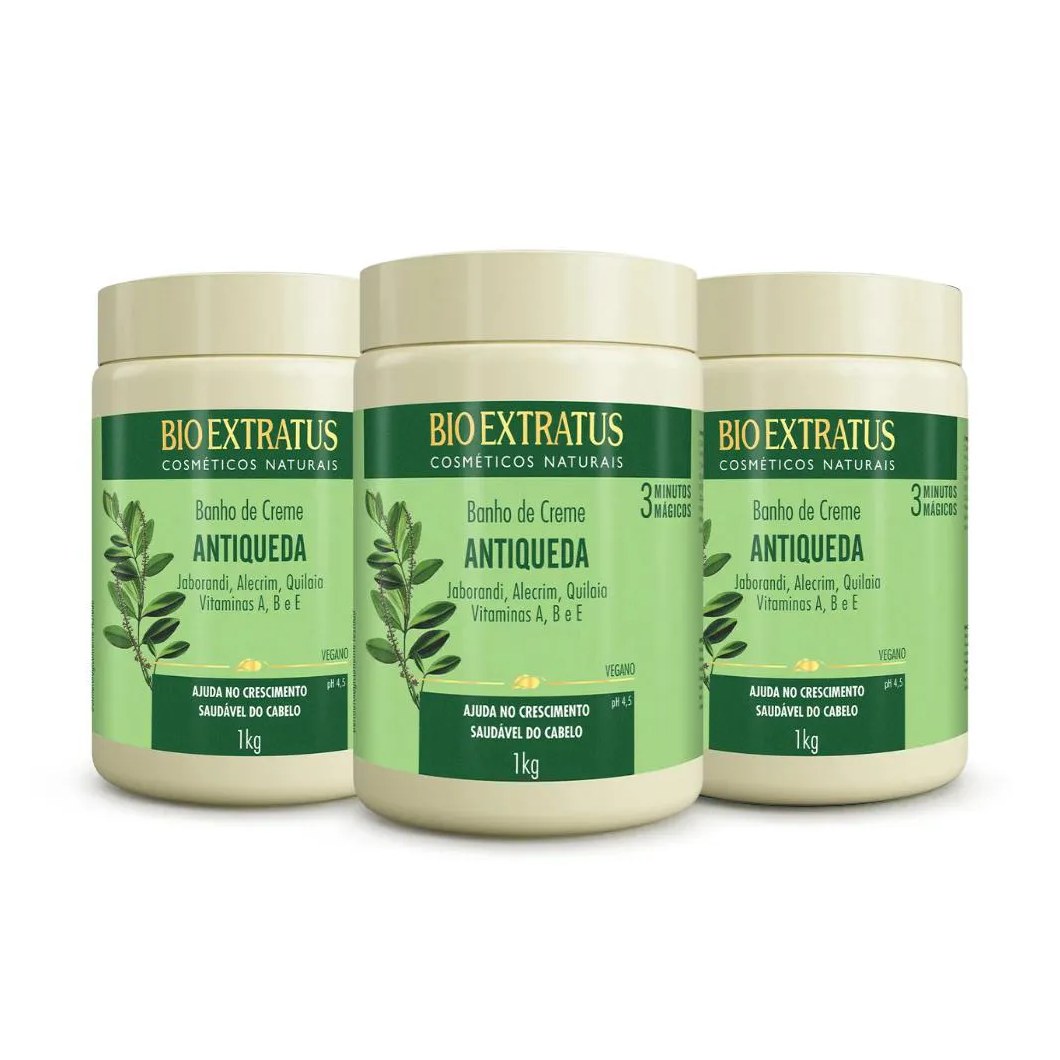 Kit Bio Extratus Banho de Creme Antiqueda Jaborandi 1Kg 3Itens