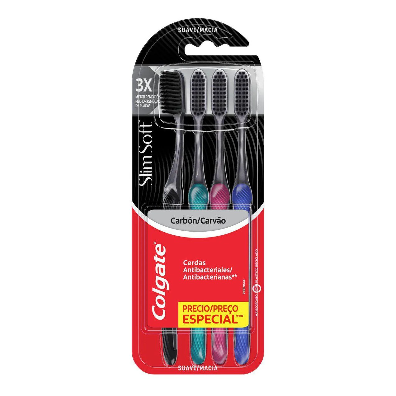 Kit Escova de Dente Colgate Slim Soft Black Carvão 4 unidades