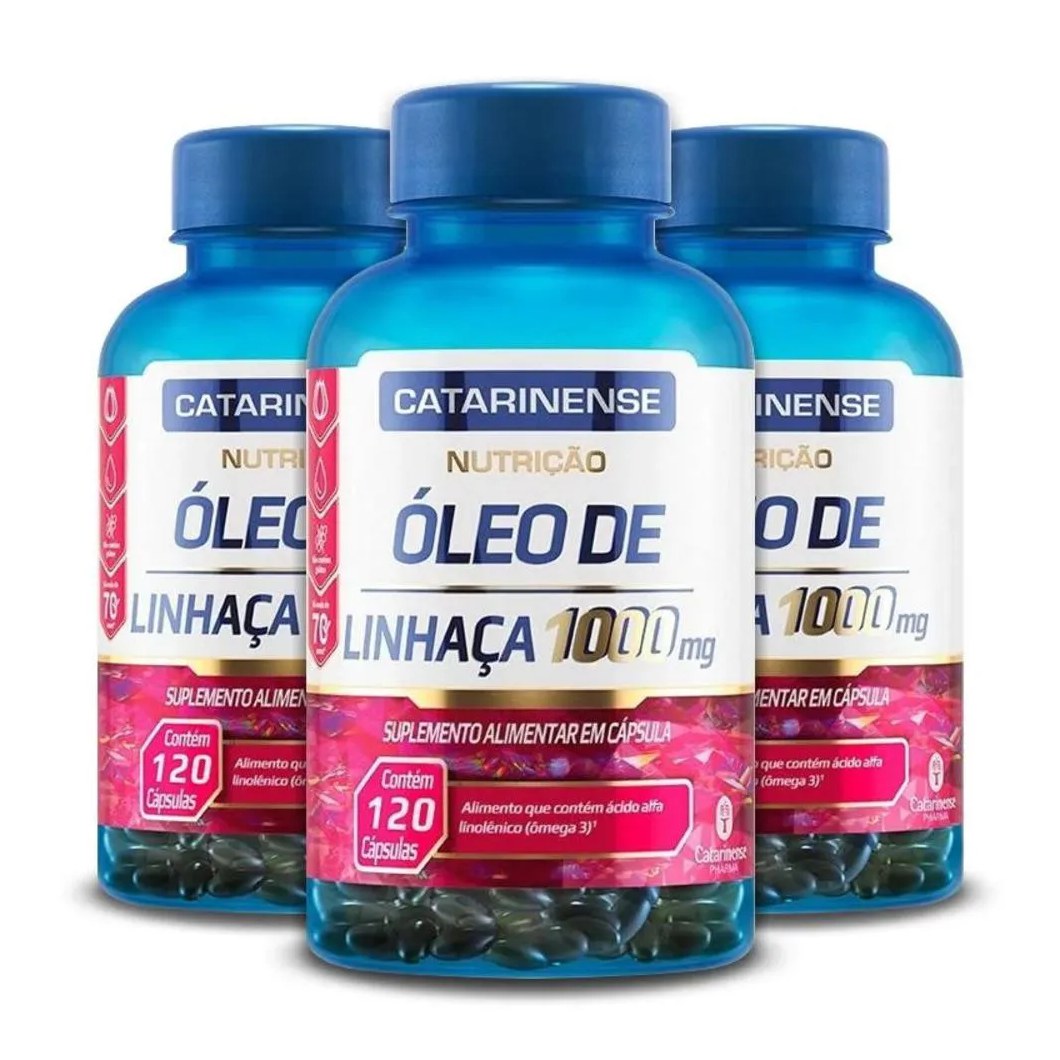 Kit 3 Óleo de Linhaça 1000Mg Catarinense 120 Cápsulas
