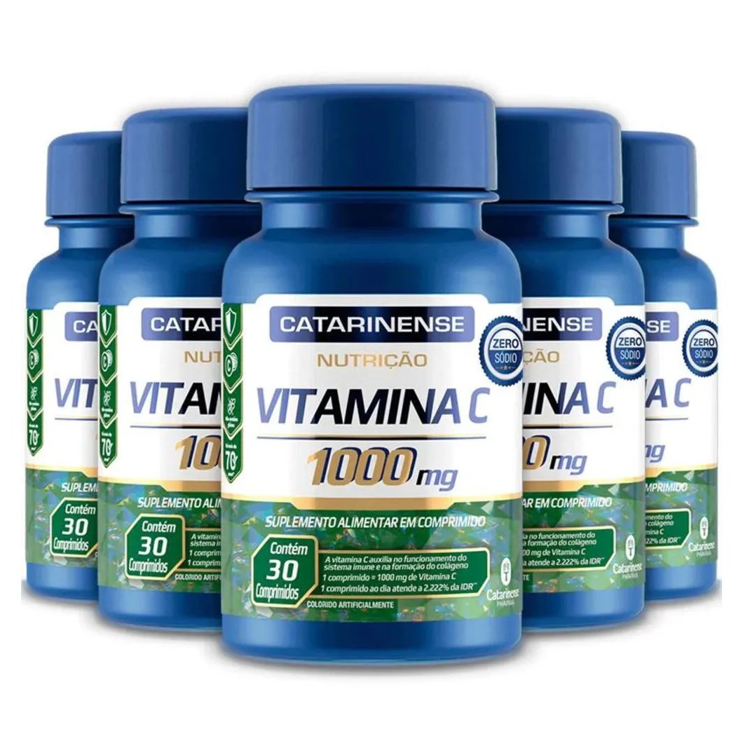 Kit 5 Vitamina C 1000Mg Catarinense Pharma 30 Cápsulas