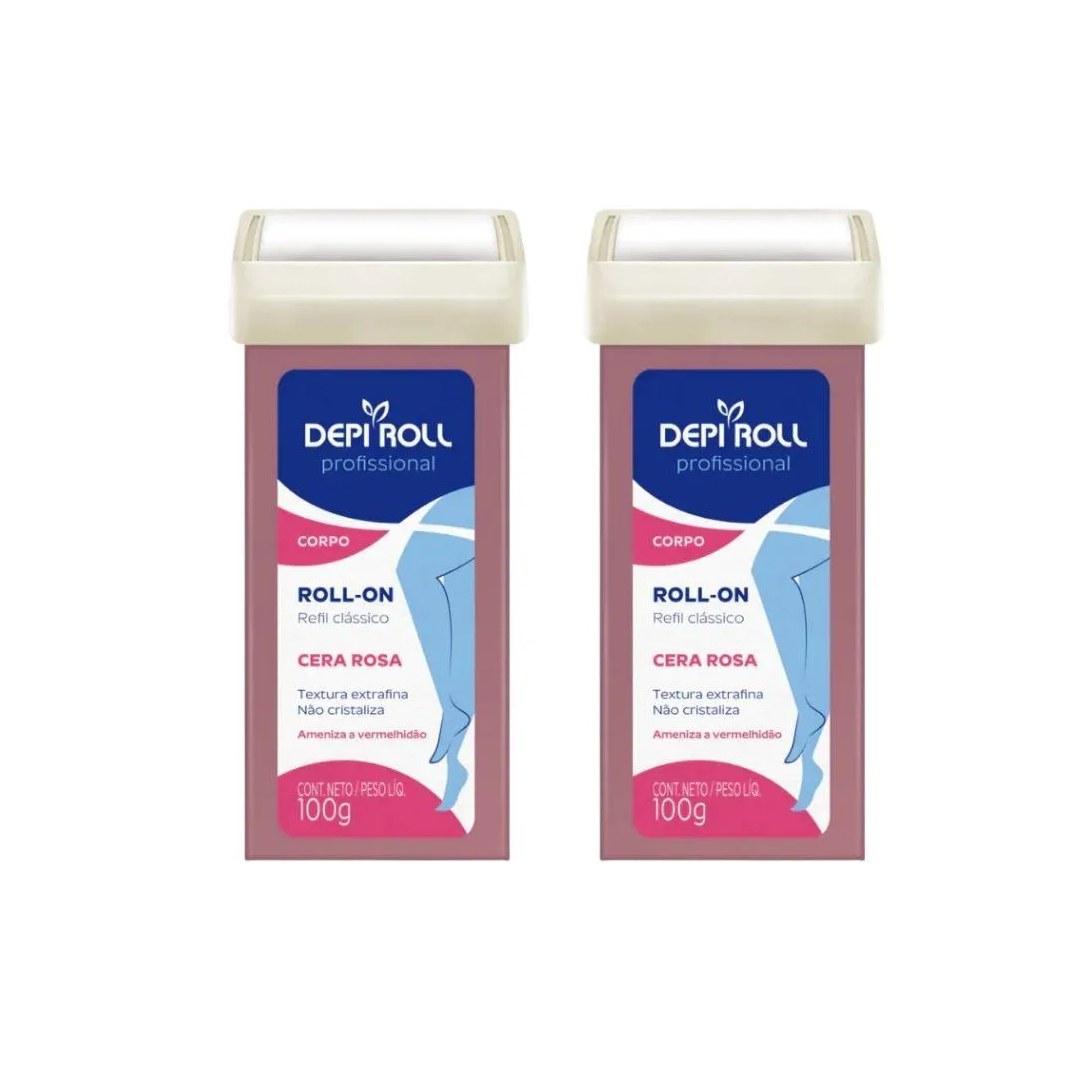 Depilatorio Depiroll Roll-On 100G Rosa - Kit C/ 2Un