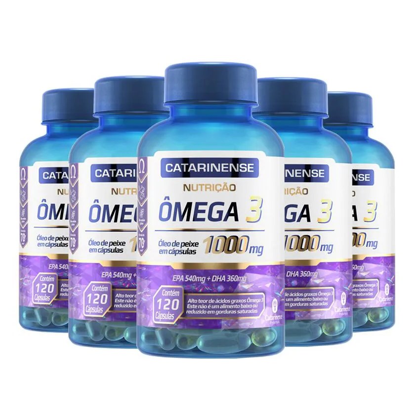 Kit 5 Ômega 3 Epa 540Mg Dha 360Mg Catarinense 120 Cápsulas