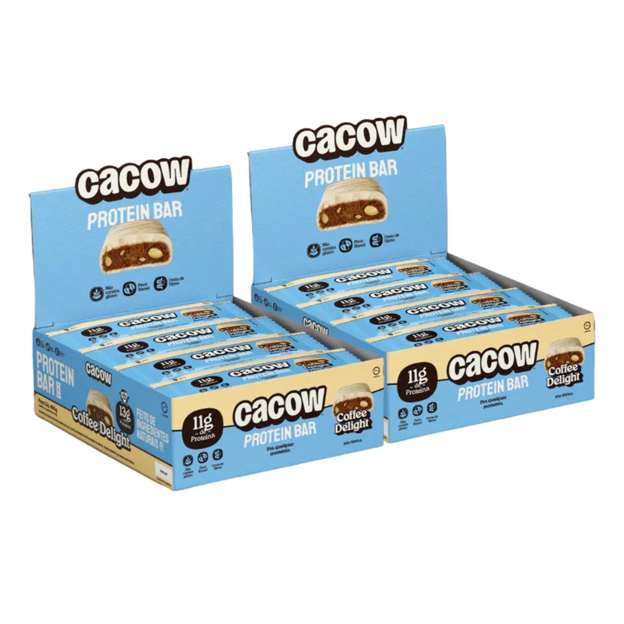 2X Barra de Proteina Vegana Cacow Coffe Delight 12 Unidades 40G