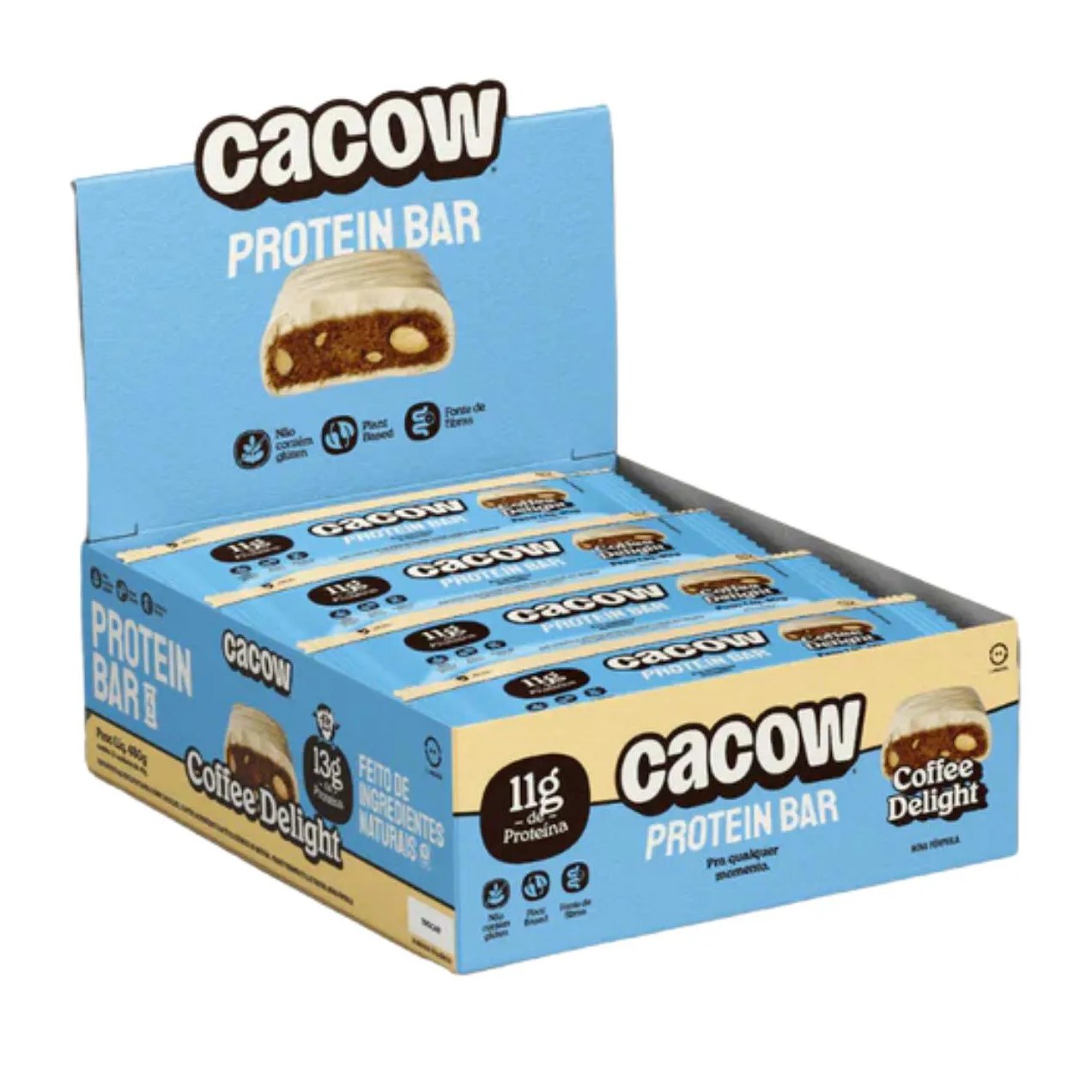 Barra de Proteina Vegana Cacow Coffe Delight 12 Unidades 40G