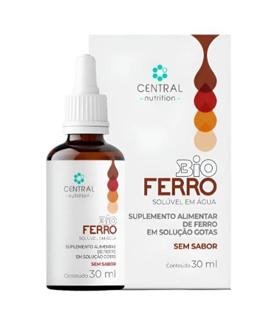 Bio Ferro Gotas 30Ml Central Nutrition Bisclicinato Ferroso sem Sabor