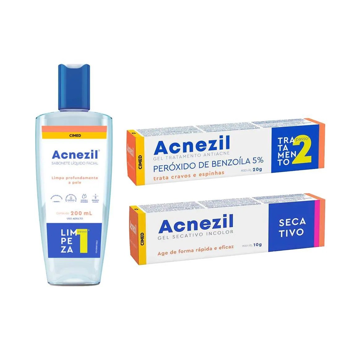 Kit Acnezil 3 Passos Sabonete Liq + Gel + Secativo - Cimed