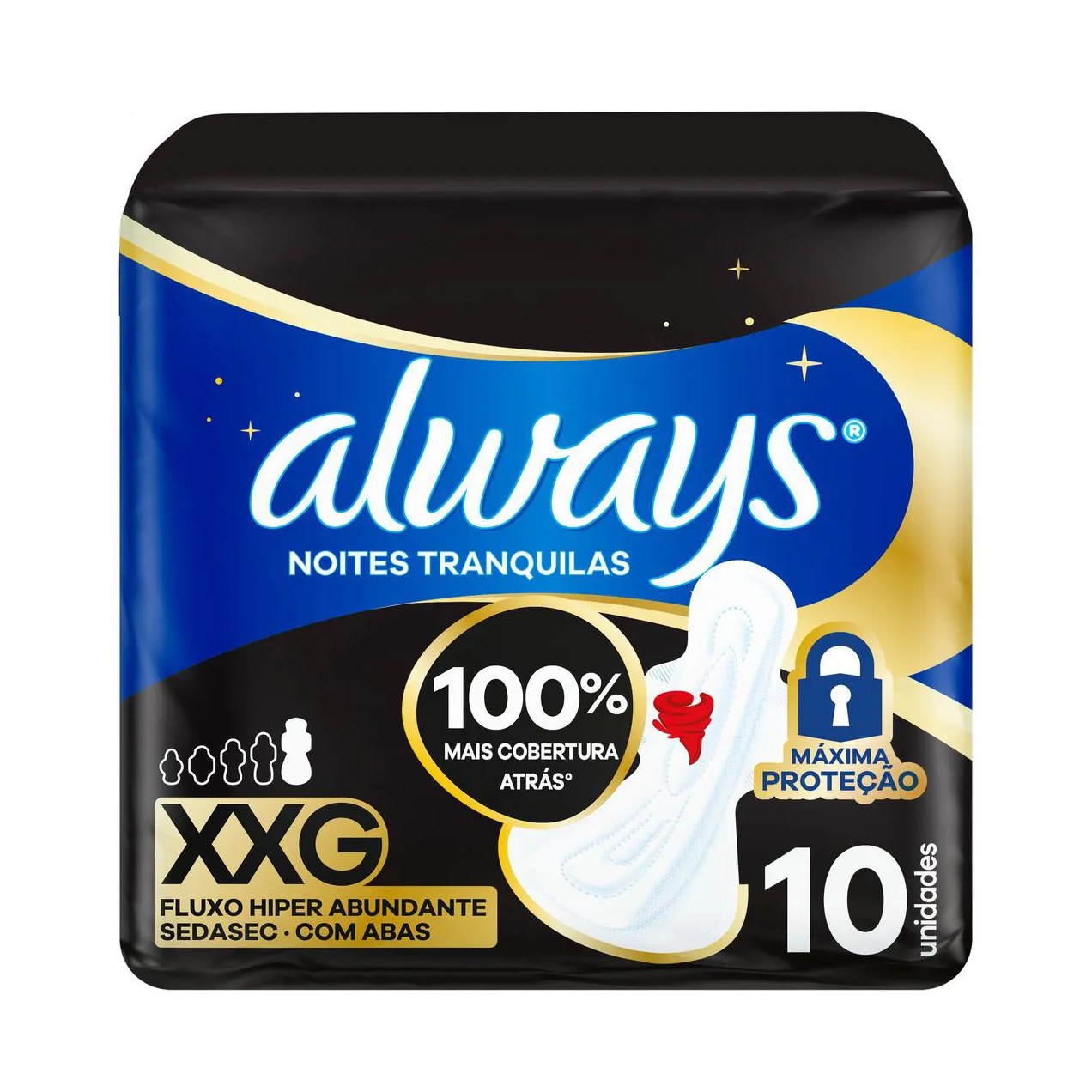 Absorvente Always Noites Tranquilas Seca XXG Com Abas 10 unidades