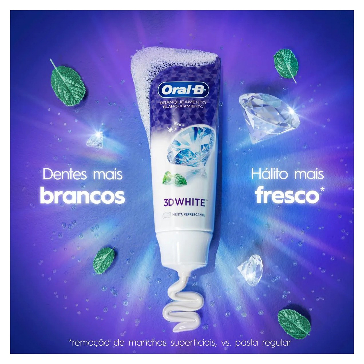 Creme Dental Oral-B 3D White Branqueamento 70g 3 unidades