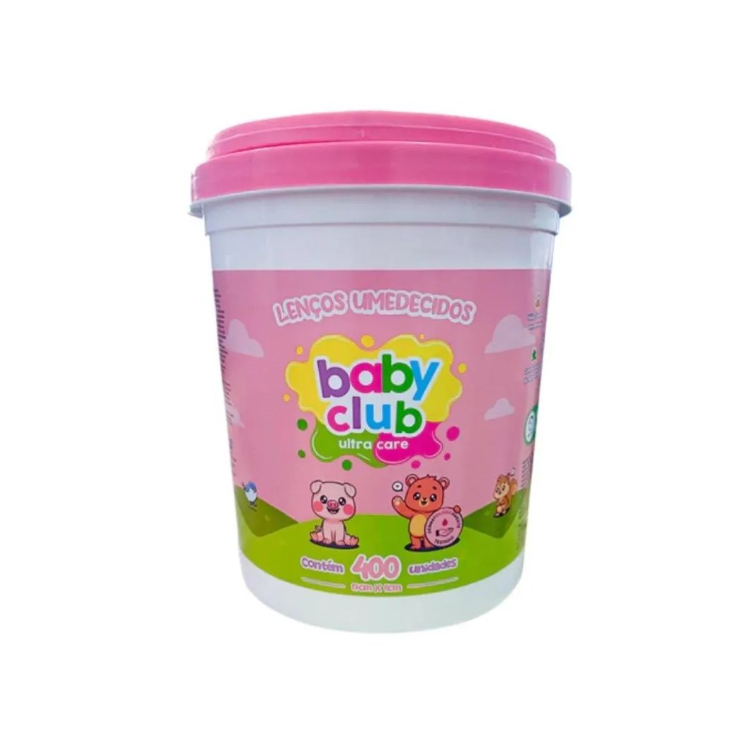 Baby Club Lenços Umedecidos Balde Rosa 400 Folhas