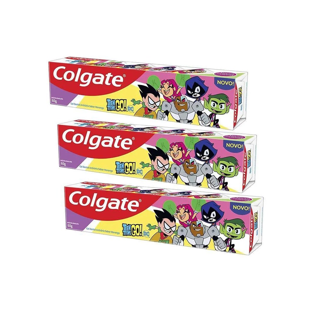 Kit 3 Cremes Dentais Kids Colgate Teen Titans Go 60G