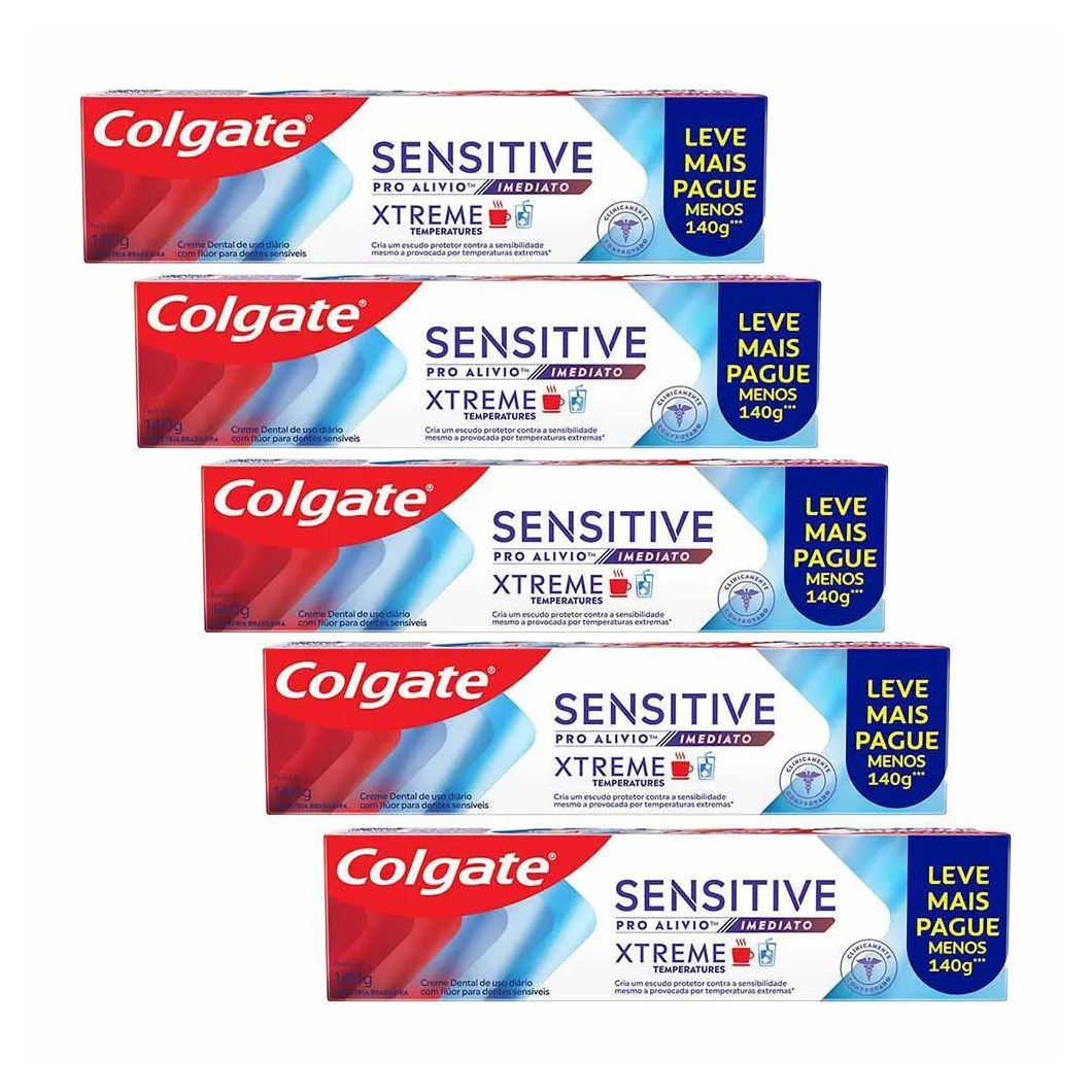 Kit 5 Cremes Dentais Colgate Sensitive Pro Alívio Imediato Temperature Xtreme 140G