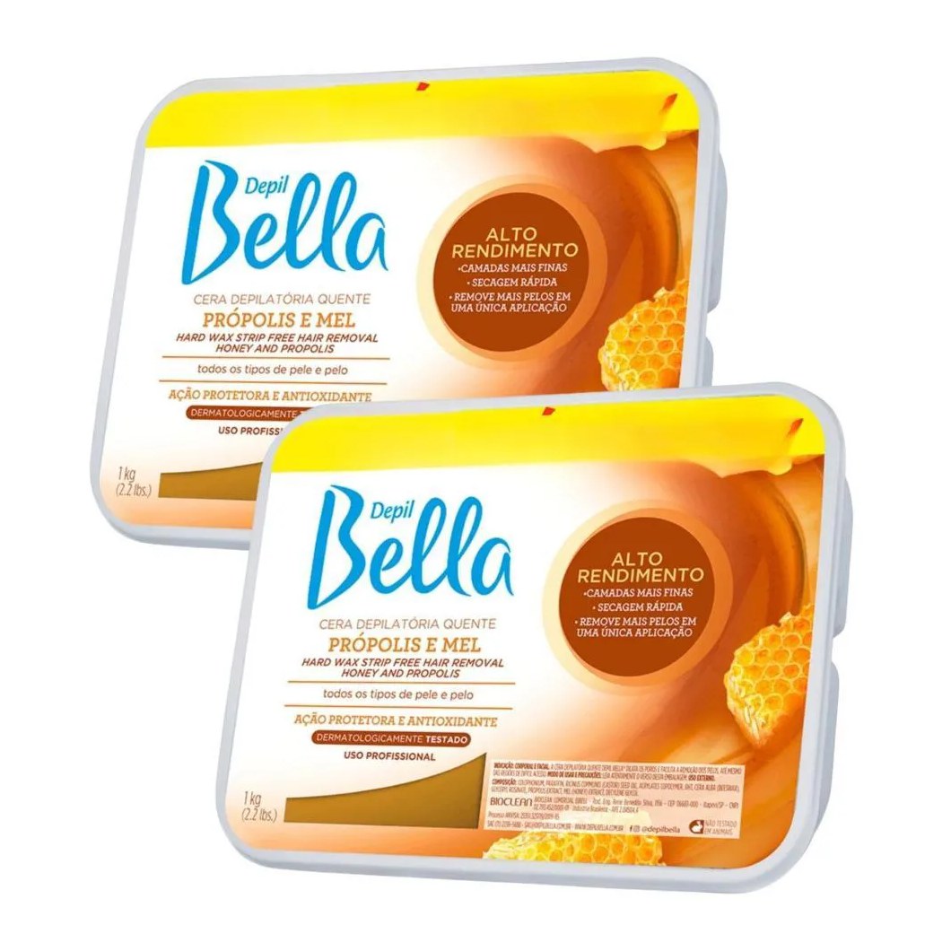 Kit Cera Quente em Barra Depil Bella Própolis com Mel 2Kg