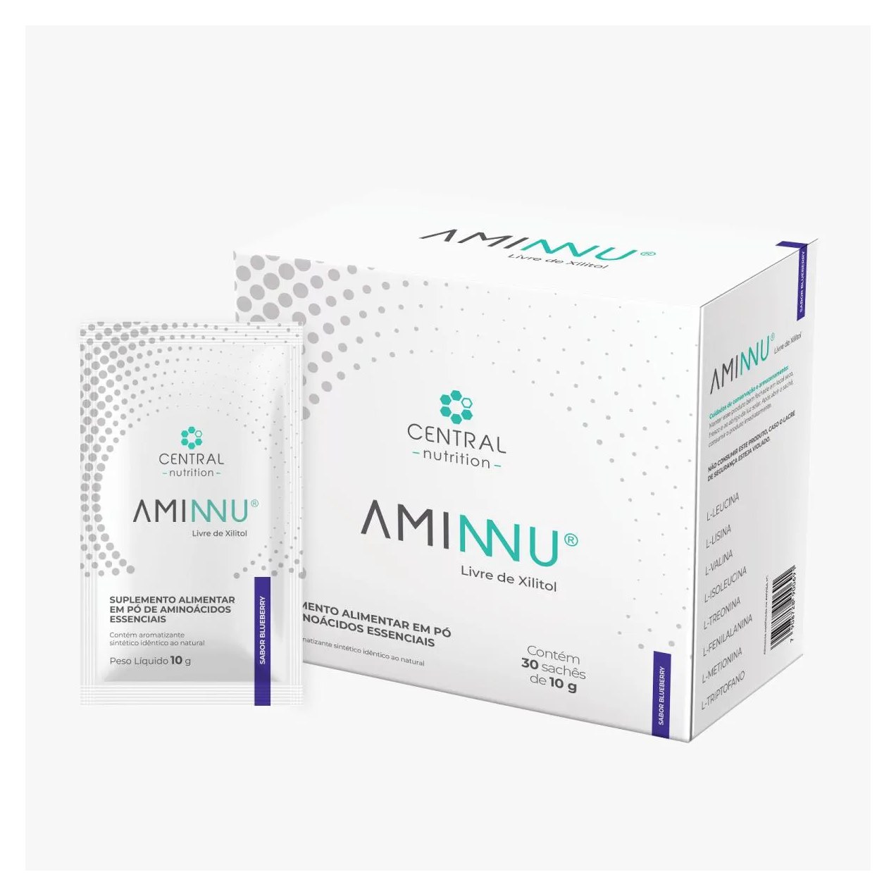 Aminnu sem Xilitol Blueberry-30 Sachês- Central Nutrition