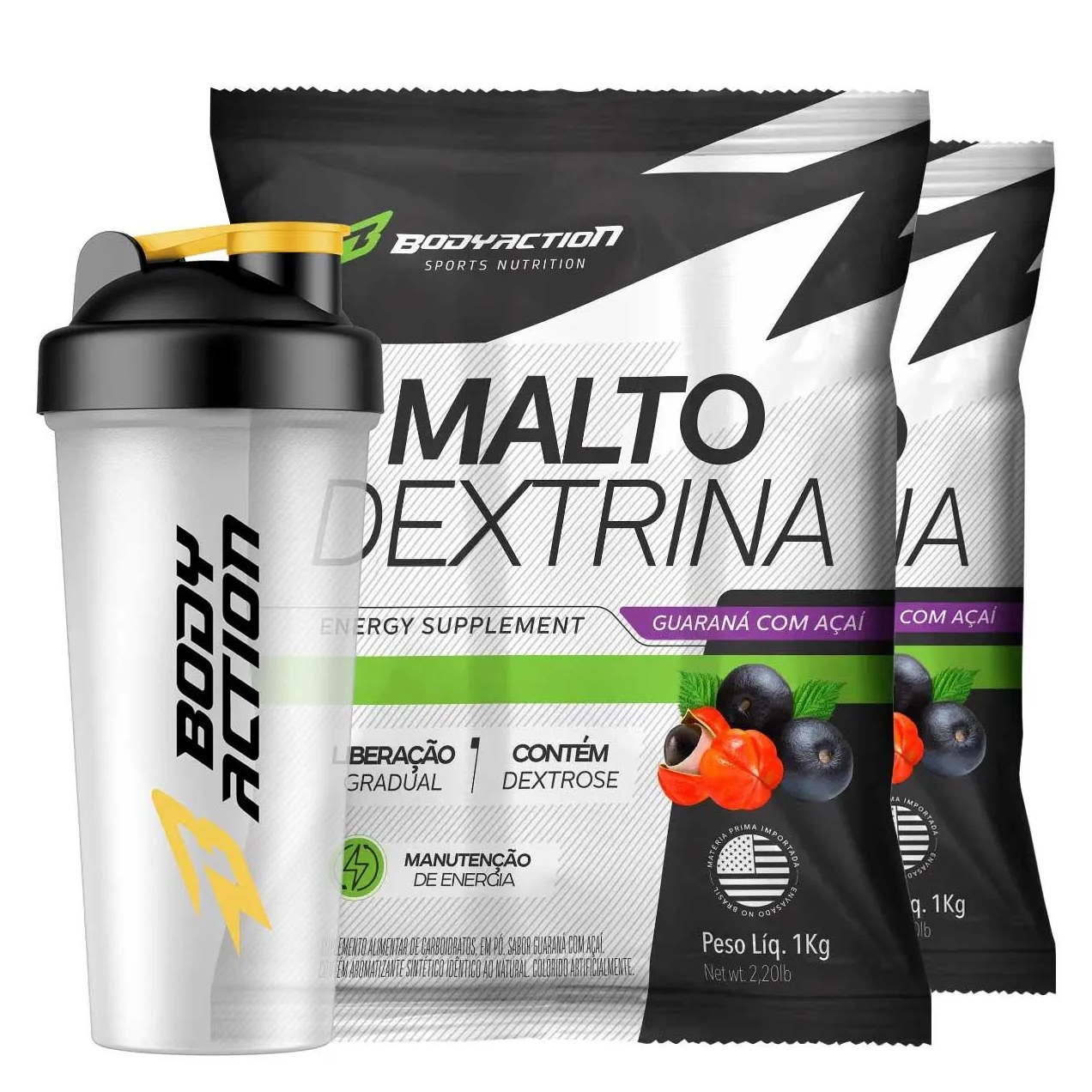 2X Maltodextrina Malto Dextrin 1Kg Sabor Guaraná com Açaí
